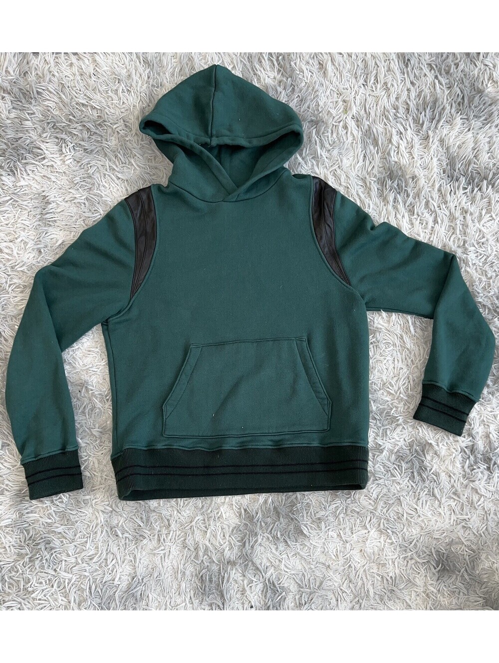 Amiri Green Hoodie with Genuine Leather Appliqué